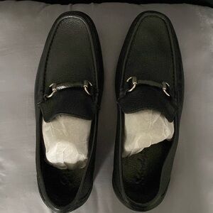 SANDRINO Mens Casual Dress Shoes Black Leather Horsebit Moccasin Loafers Size 8M